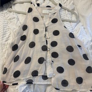 Zara Black and White Polka Dot Top